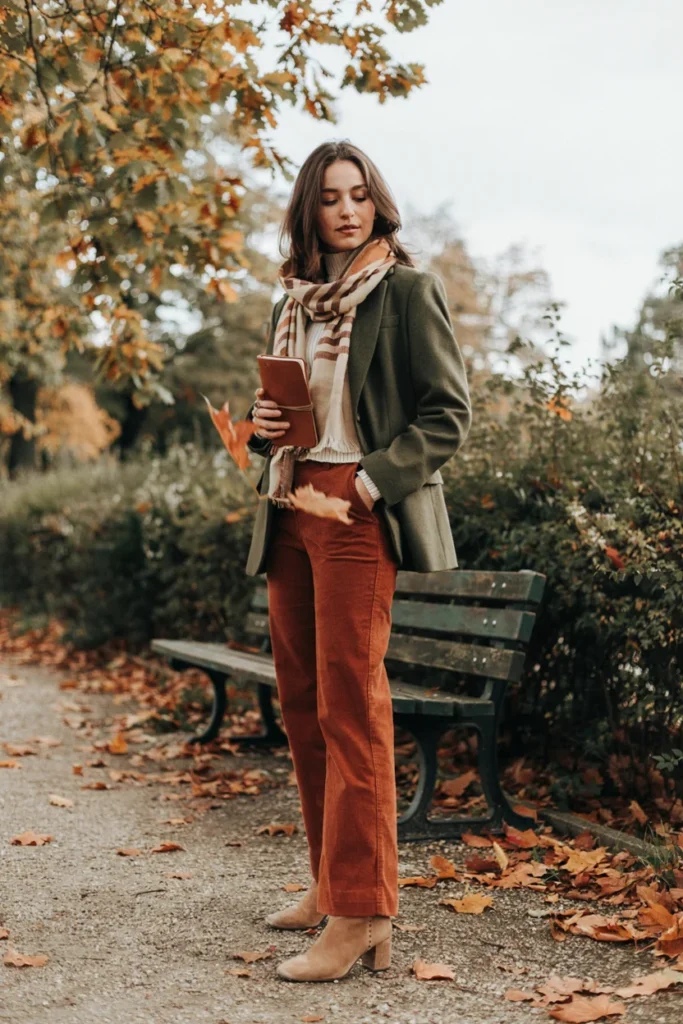 Forest Green Blazer with Turtleneck Sweater
