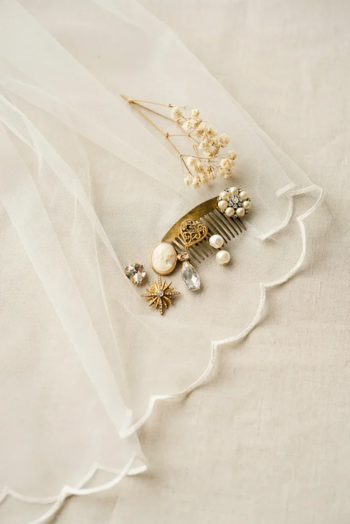Bridal Brooch Bouquet with Wedding Veil