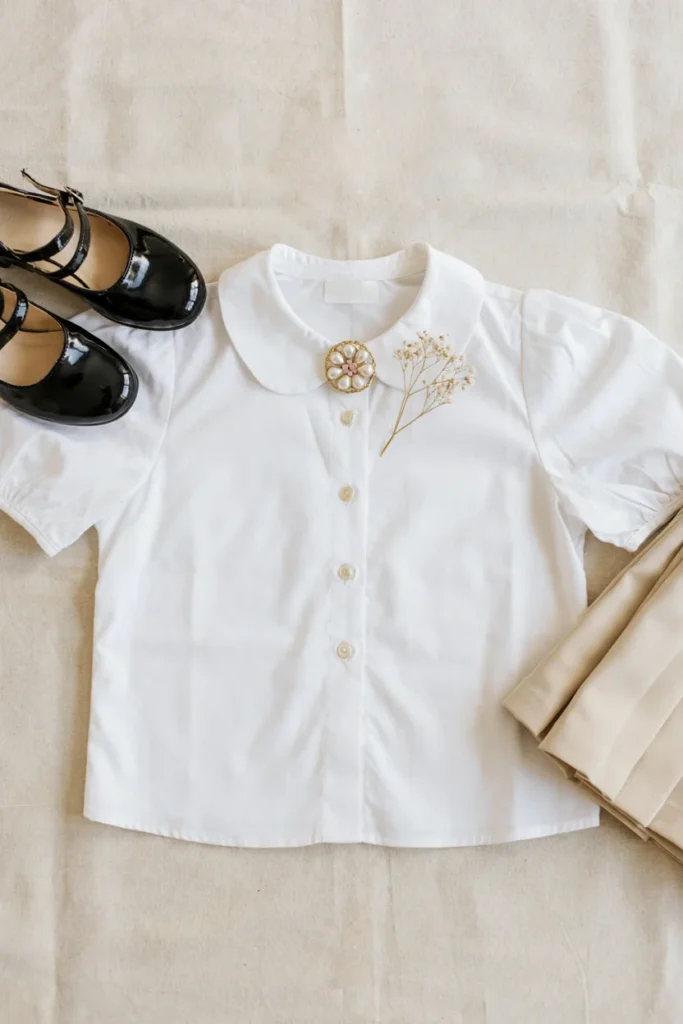 Brooch Collar Pin with Peter Pan Collar Blouse