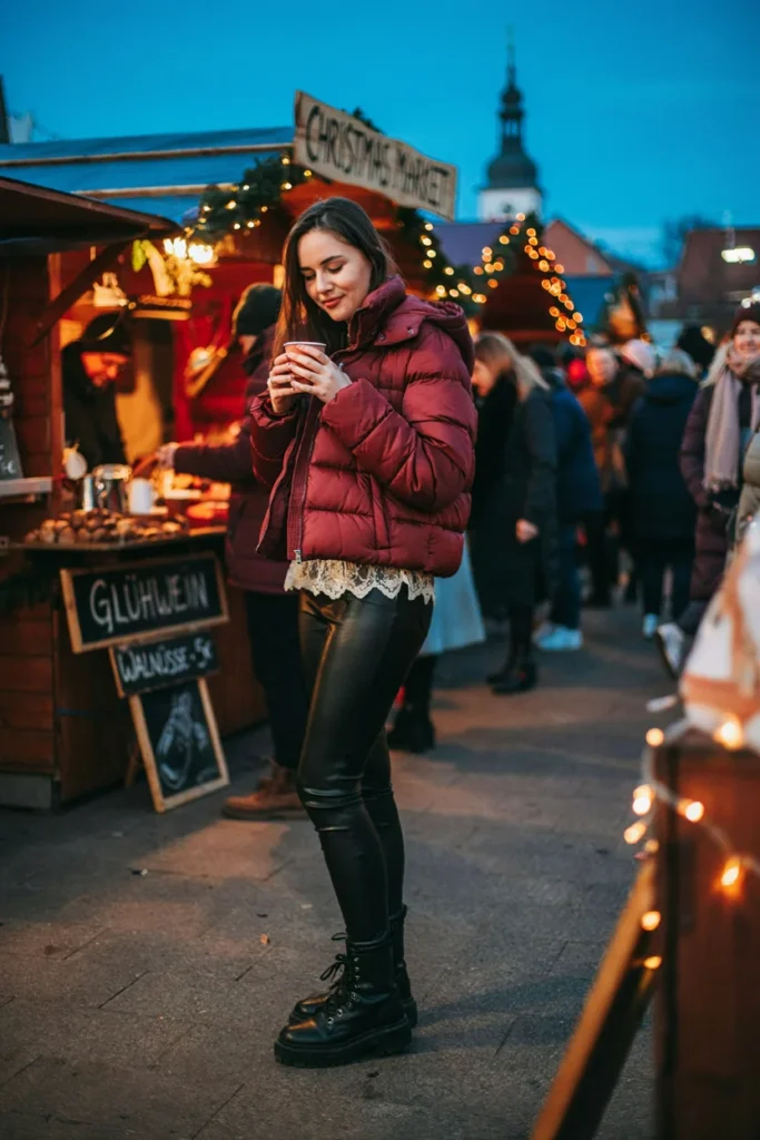 Lace Collar Peeking from a Puffer Jacket
