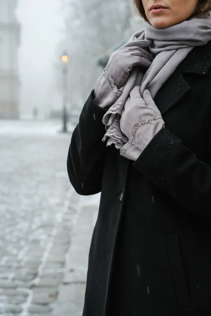 Lace Detail Gloves and Scarf Accessories