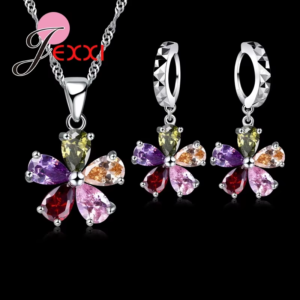 flower crystal necklace set