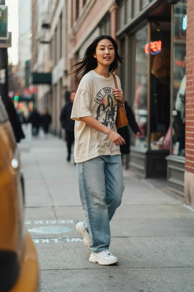Baggy Jeans with Graphic Tee