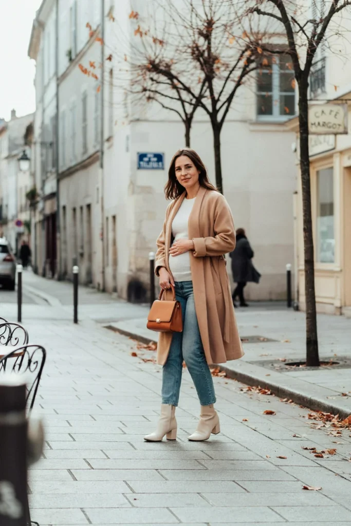 Belted Wrap Coat with Jeans