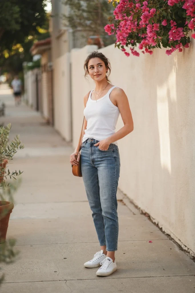 Boyfriend Jeans with Tank Top