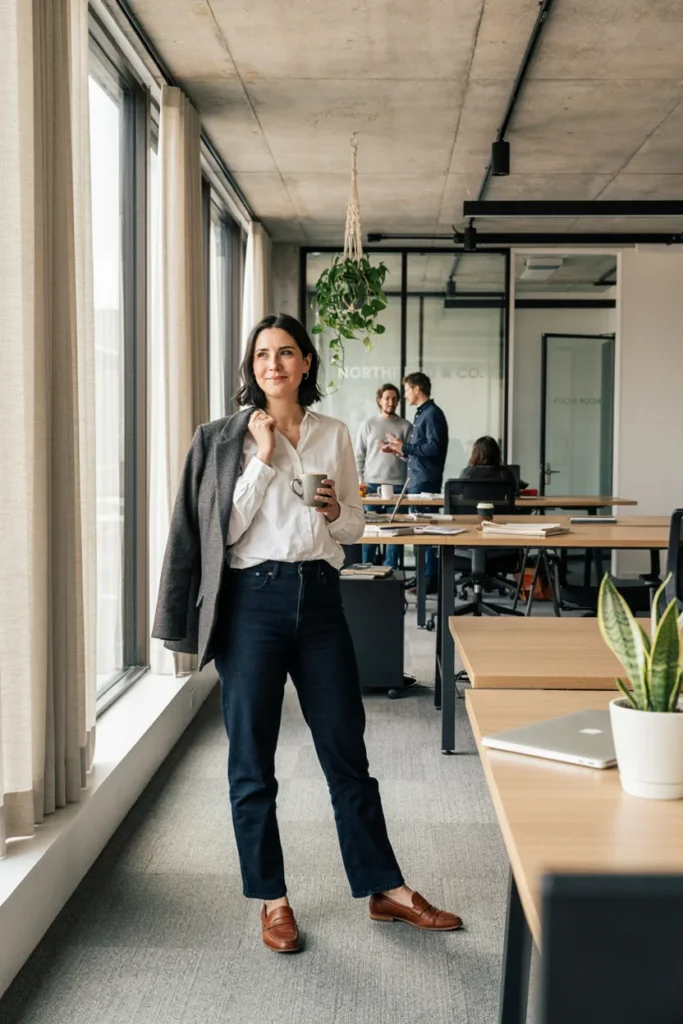 Button-Down with Straight-Leg Jeans