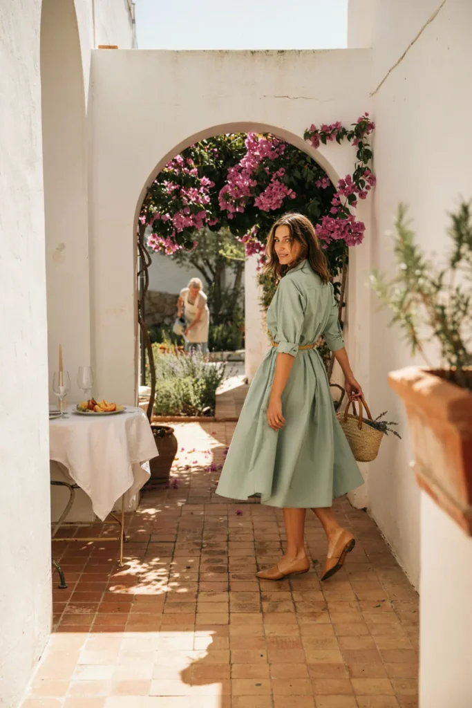 Button-Front Midi Dress for Effortless Refined Style