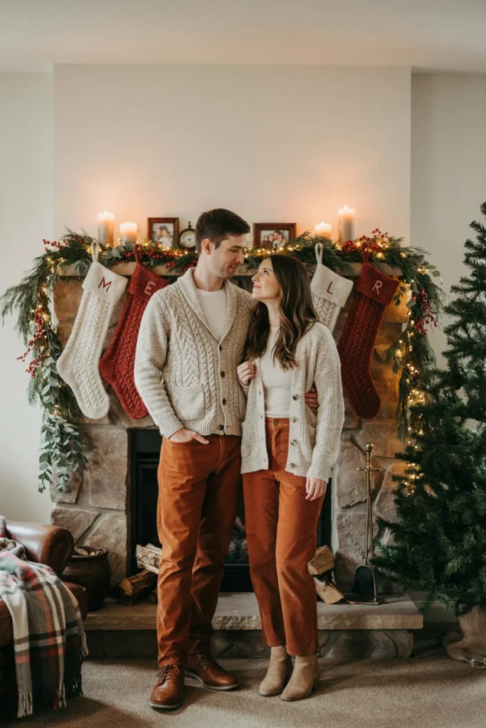  Cable Knit Cardigan with Corduroy Pants