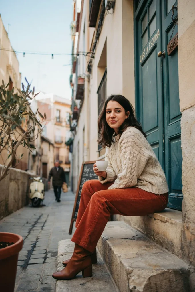 Cable Knit Sweater and Corduroy Pants for Cozy February Vibes