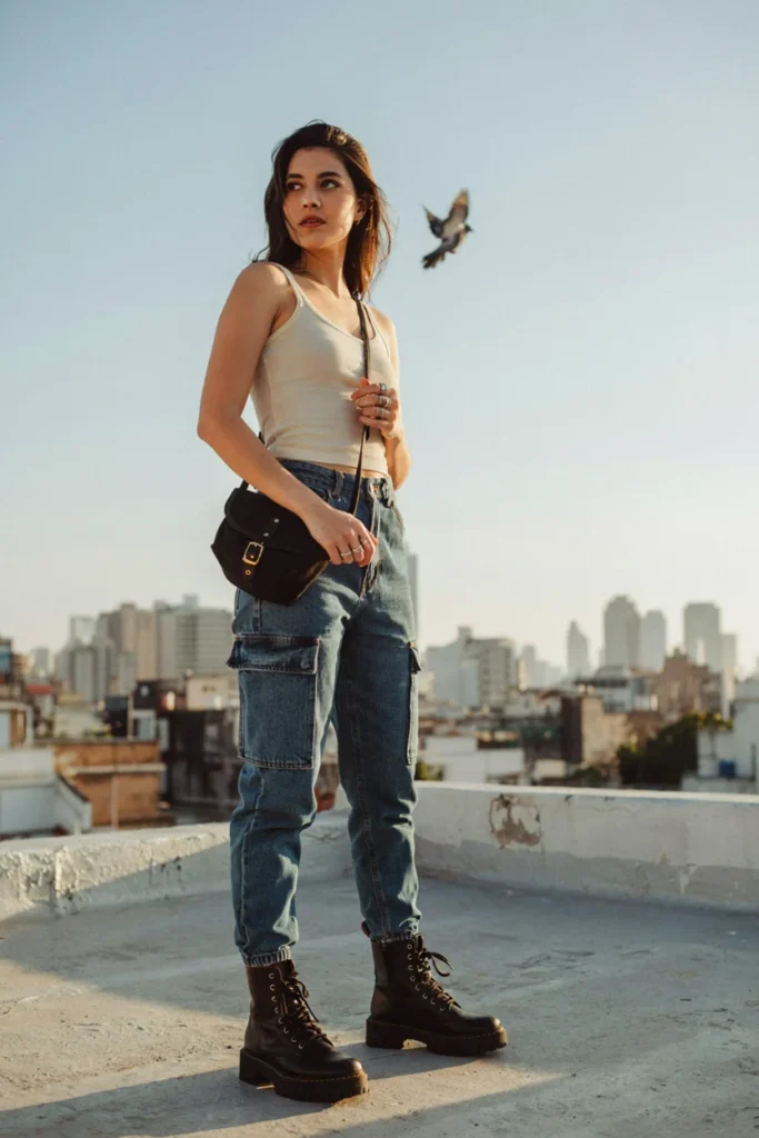 Cargo Jeans with Fitted Top