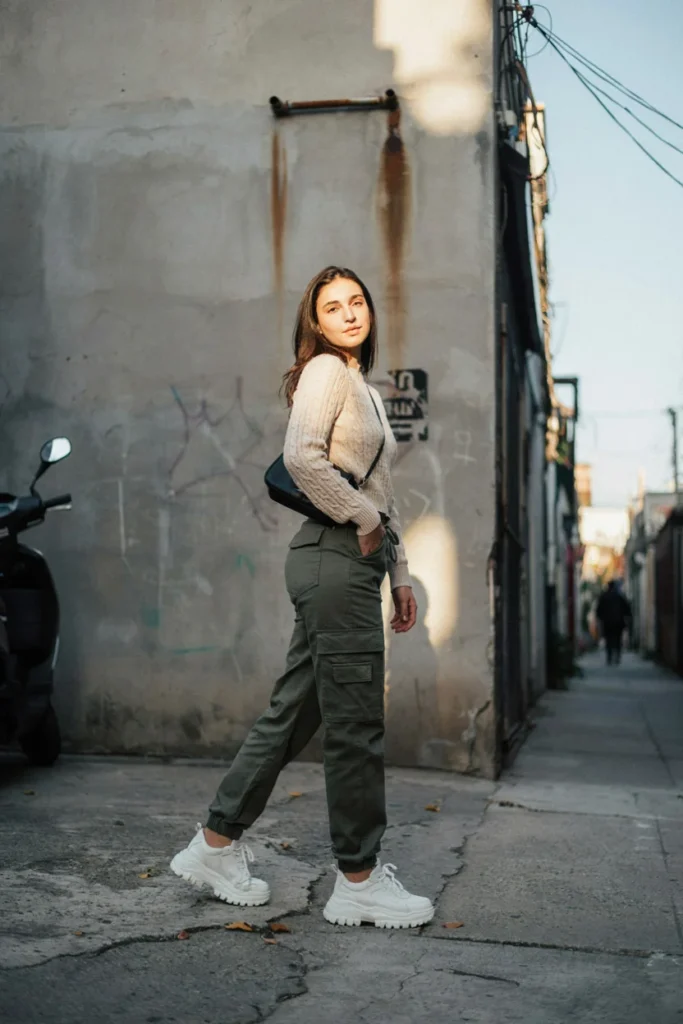 Cargo Pants with Cropped Sweater