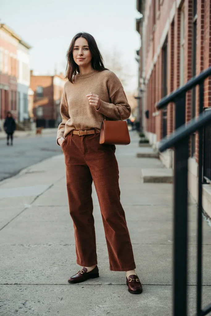 Cashmere Sweater with Corduroy Pants