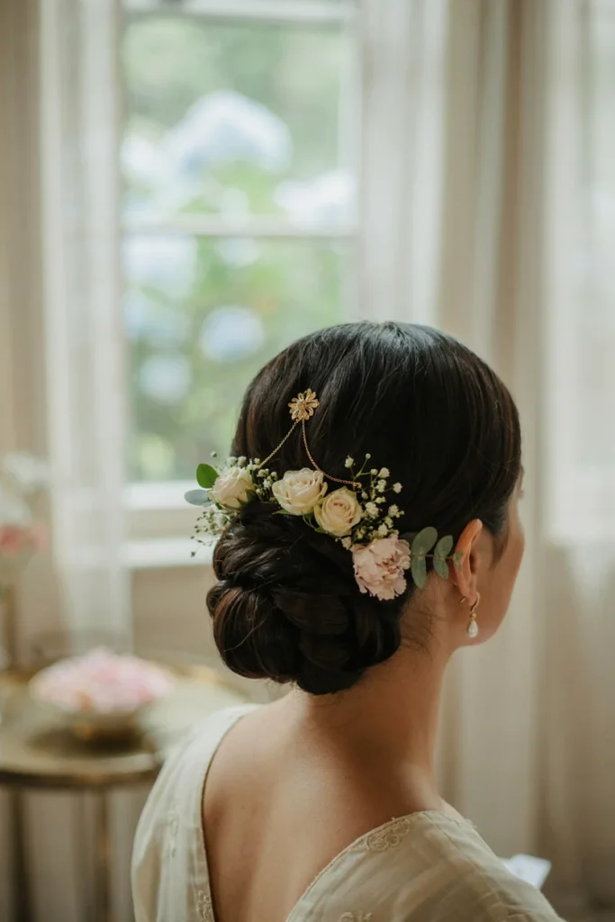 Chignon with Floral Pins