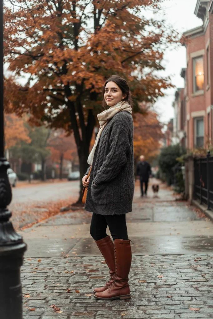 Chunky Cardigan with Leggings