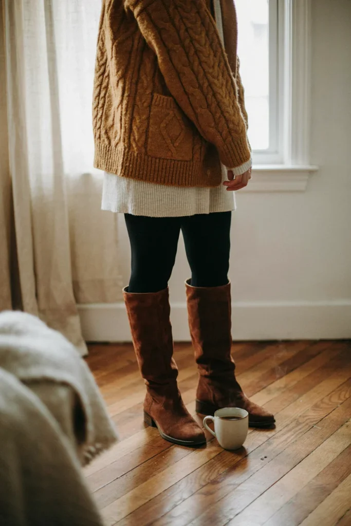 Chunky Knit Cardigan and Leggings
