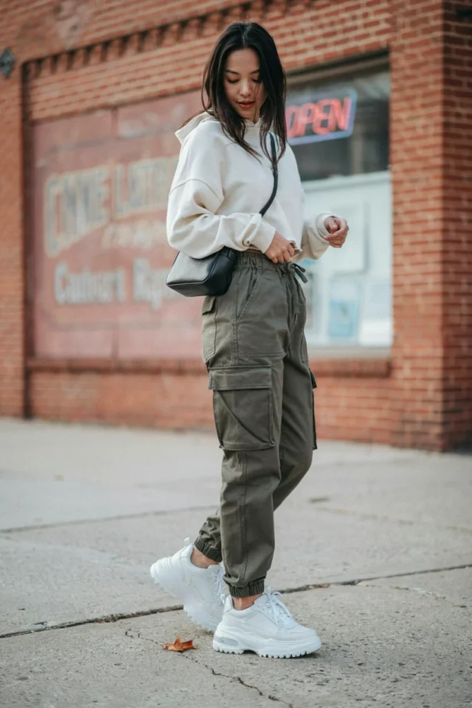 Chunky Sneakers and Cargo Pants