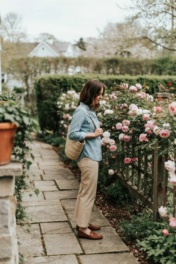 Classic Denim Shirt with Khaki Pants