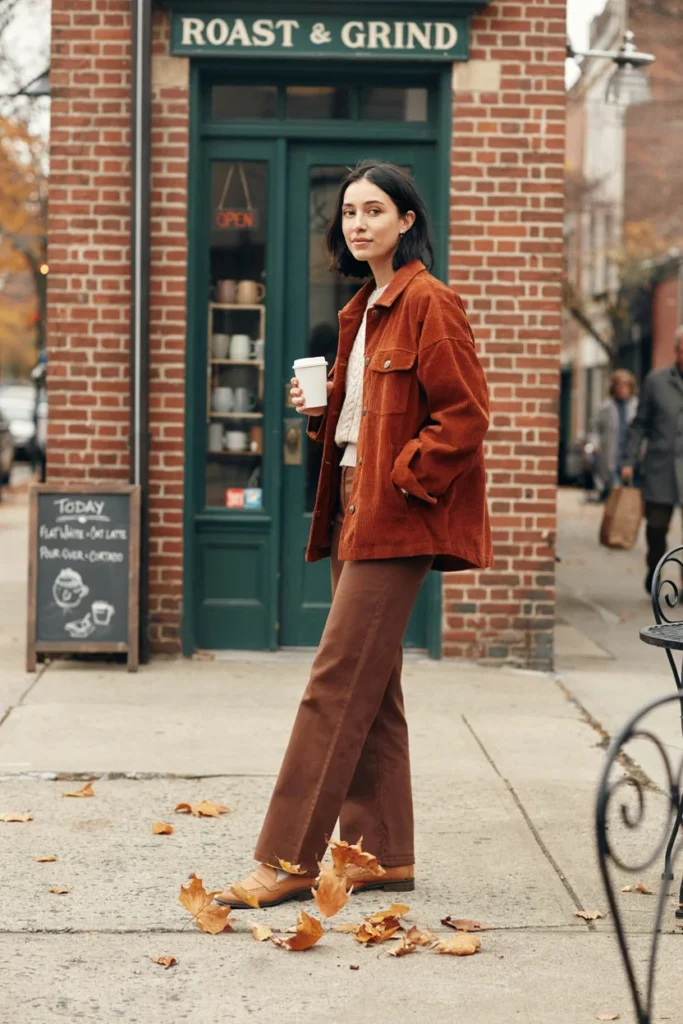 Corduroy Jacket with Wide-Leg Trousers