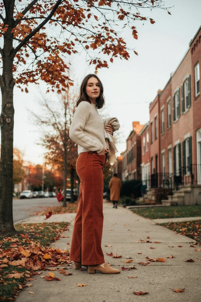 Corduroy Pants with Fitted Sweater