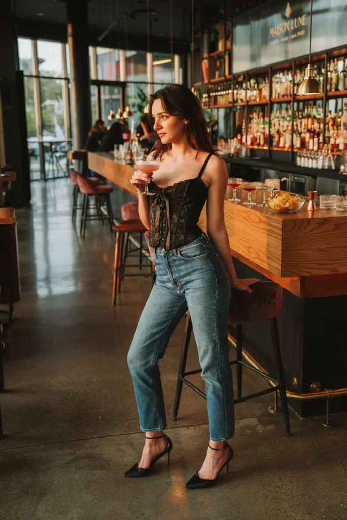 Corset Top and Denim for Edgy Birthday Style