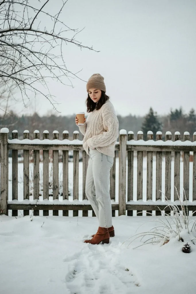 Cozy Cable-Knit Sweater and Jeans
