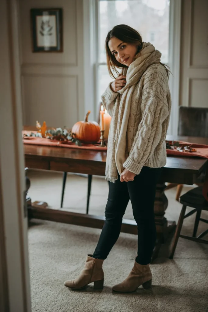 Thanksgiving Outfit Ideas  Cozy Oversized Sweater and Leggings