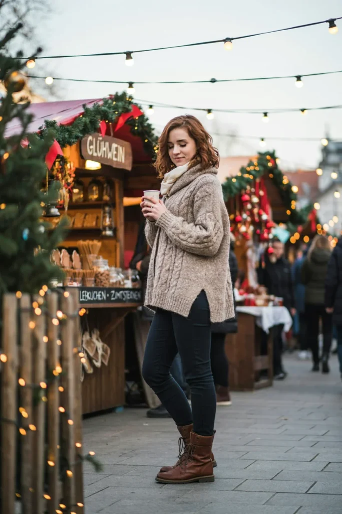 Cozy Poncho with Skinny Jeans
