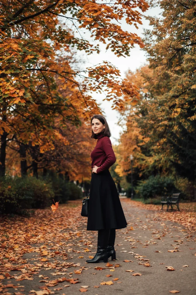 Cozy Turtleneck with A-Line Skirt