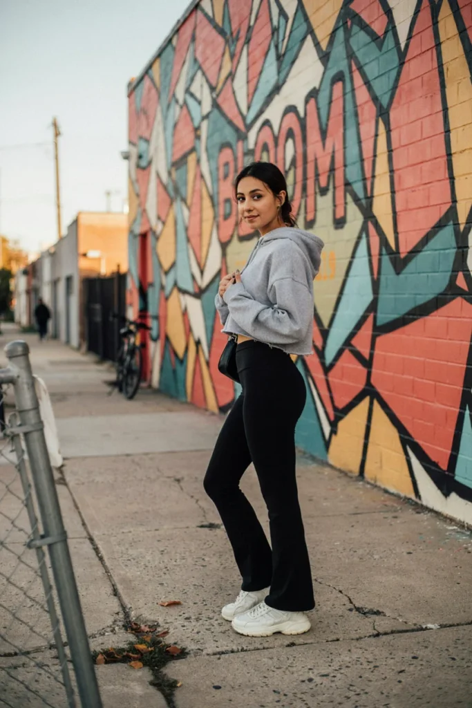 Cropped Hoodie and Flared Leggings