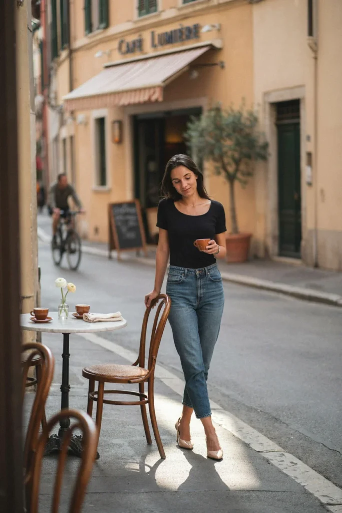 Cropped Jeans with Heels