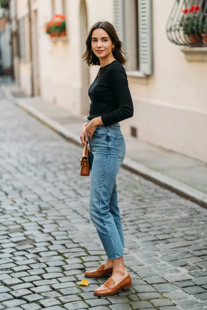 Cropped Jeans with Loafers