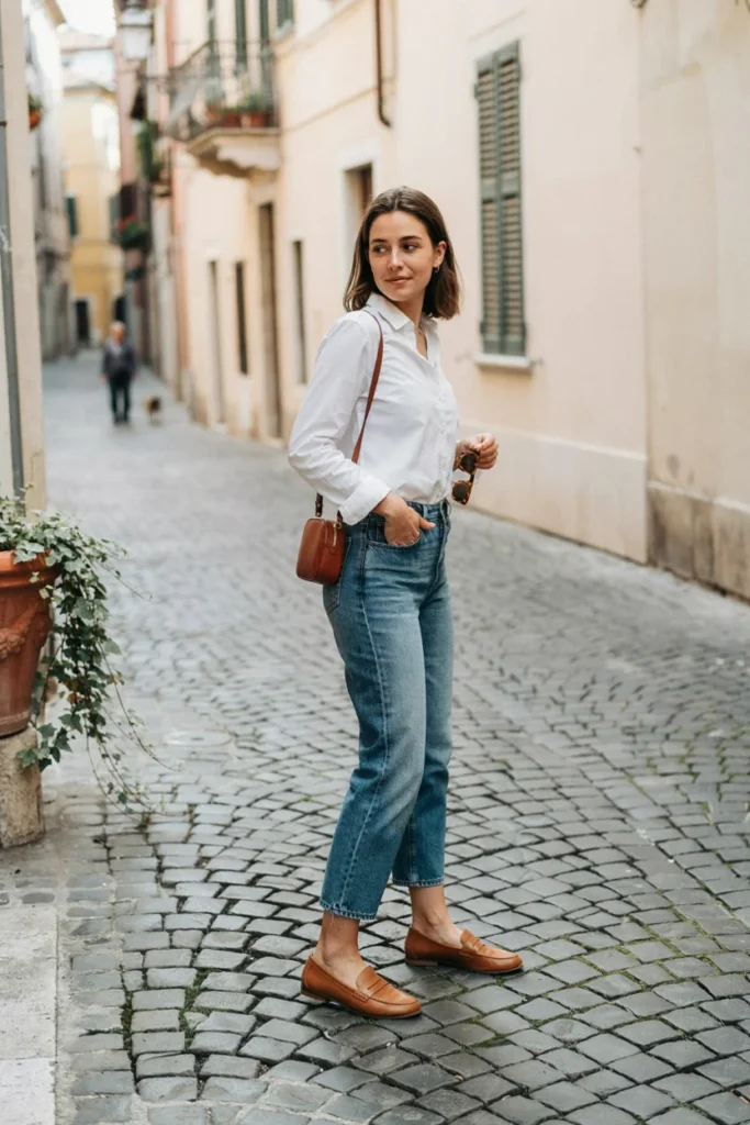 Cropped Jeans with Loafers