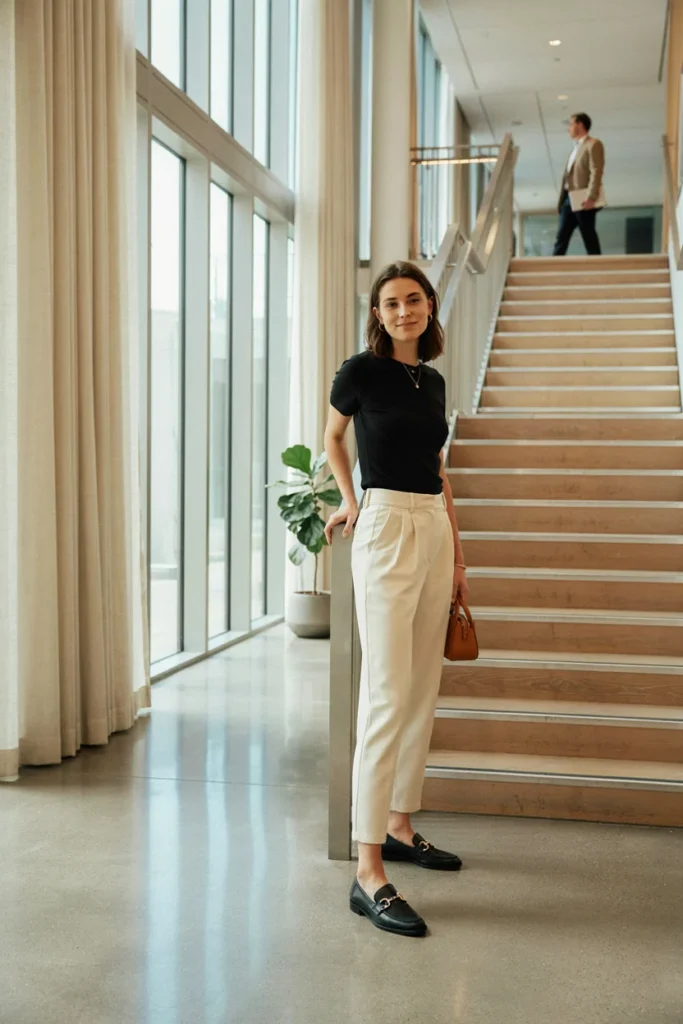 Cropped Trousers with Loafers