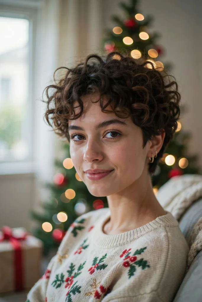 Curly Pixie Cut Styled