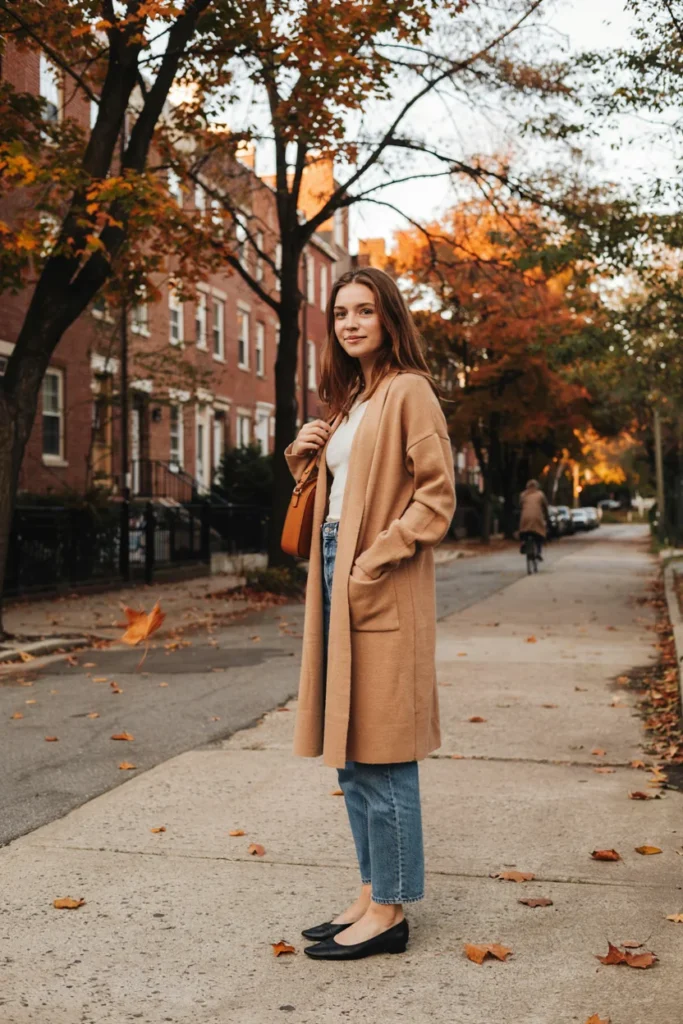 Duster Cardigan Over Tank and Jeans