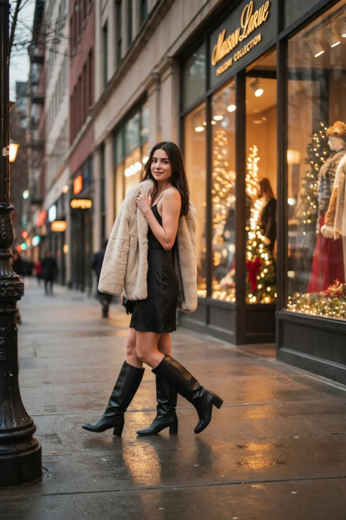 Faux Fur Coat with Dress