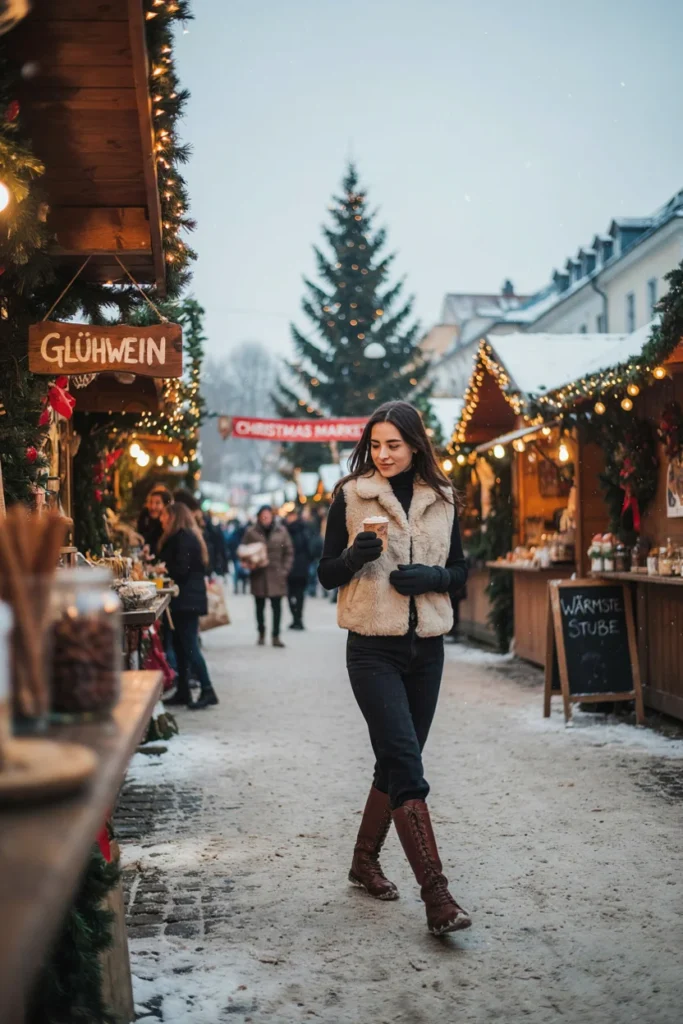 Faux Fur Vest with Turtleneck