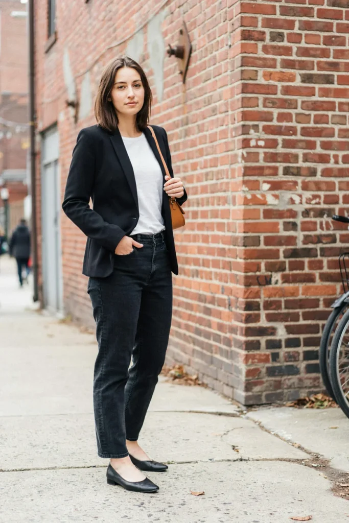 Fitted Blazer with Dark Wash Jeans