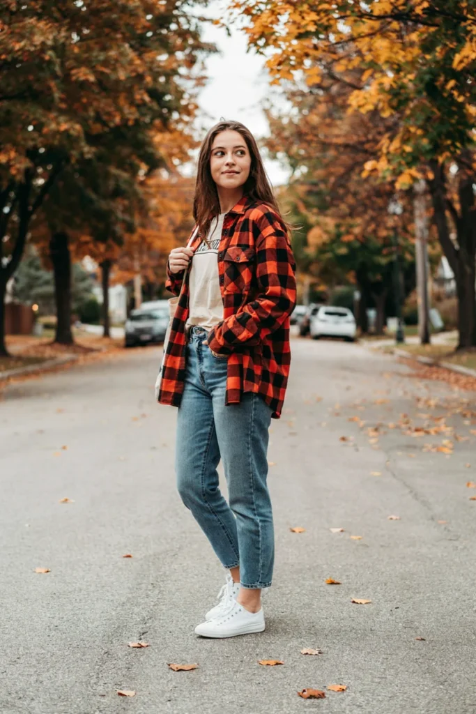 Flannel Shirt Over Graphic Tee