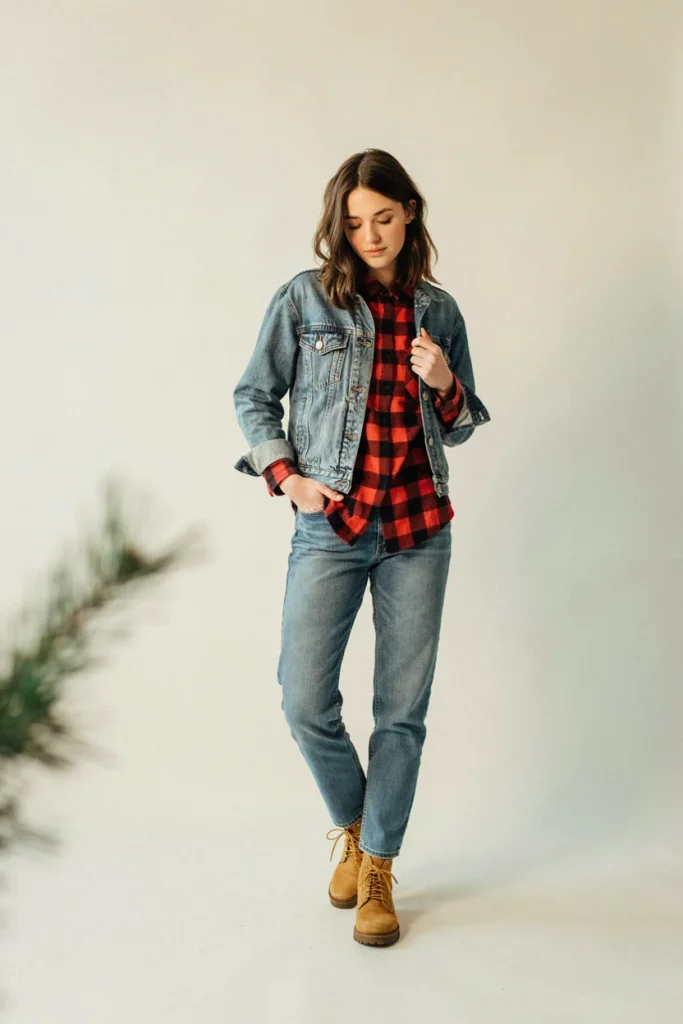 Flannel Shirt and Denim Jacket Combo
