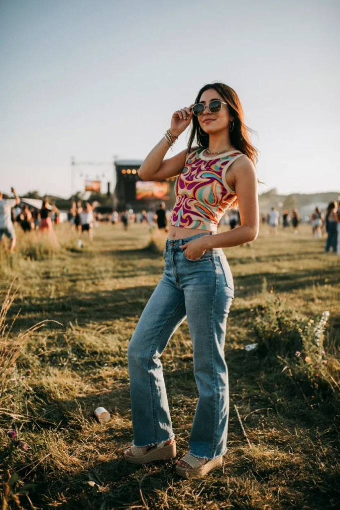 Flare Jeans with Crop Top