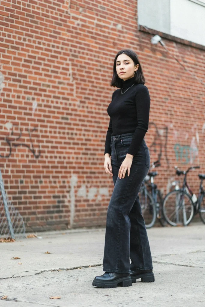 Flare Jeans with Fitted Turtleneck