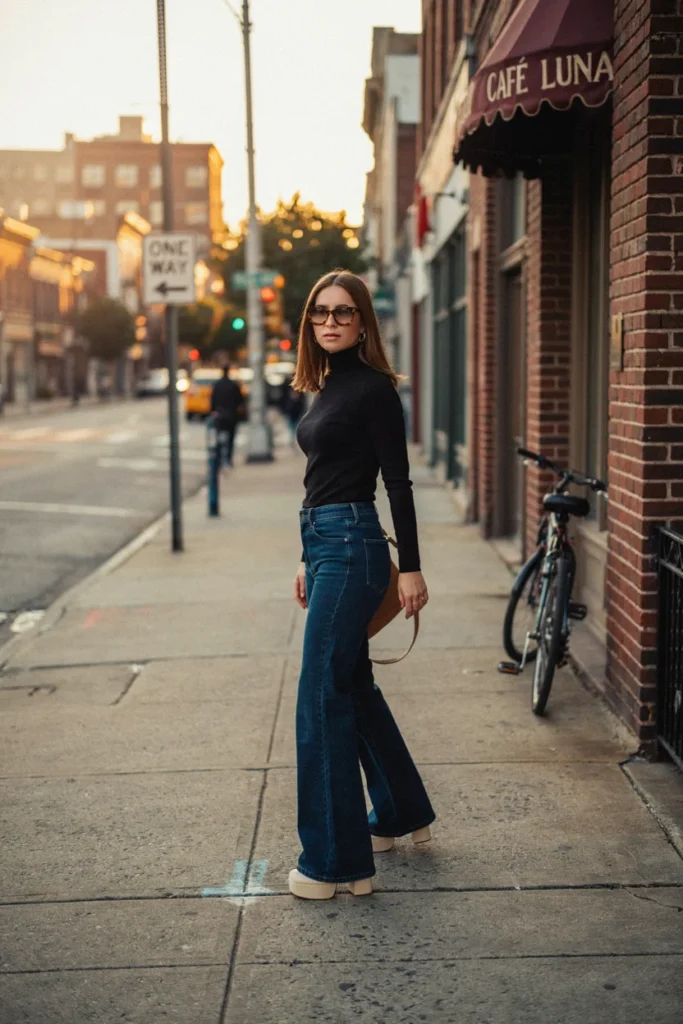 Flare Jeans with Platform Heels