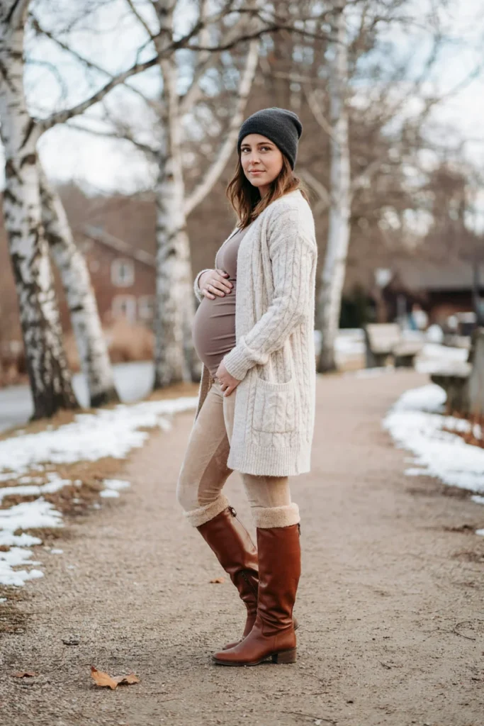 Fleece-Lined Leggings with Long Cardigan