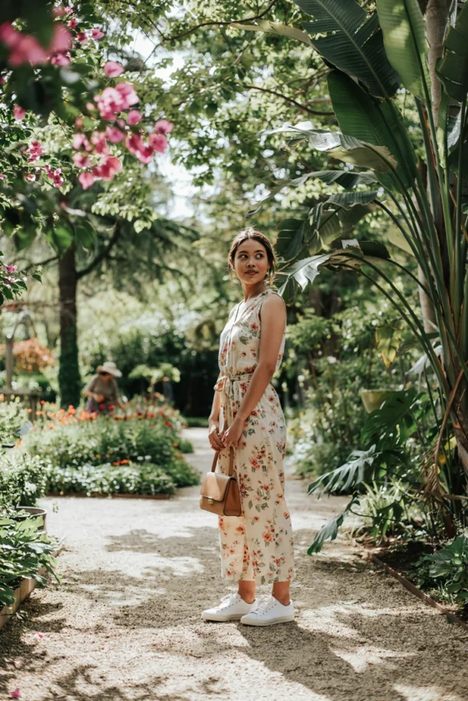  Floral Jumpsuit with Sneakers