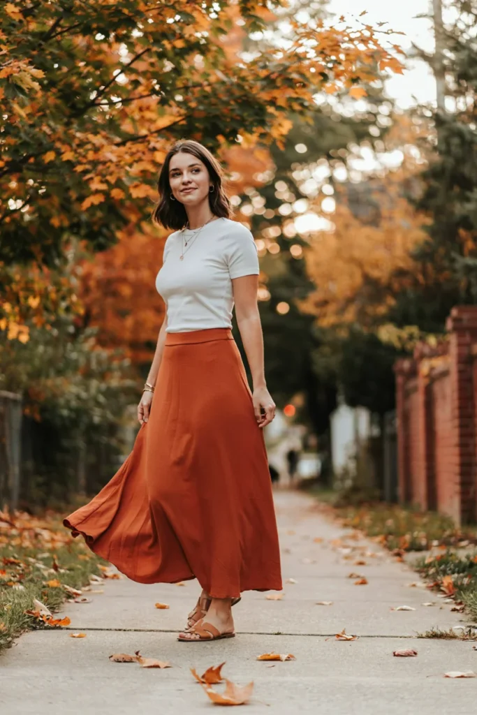 Flowy Maxi Skirt with Fitted Tee