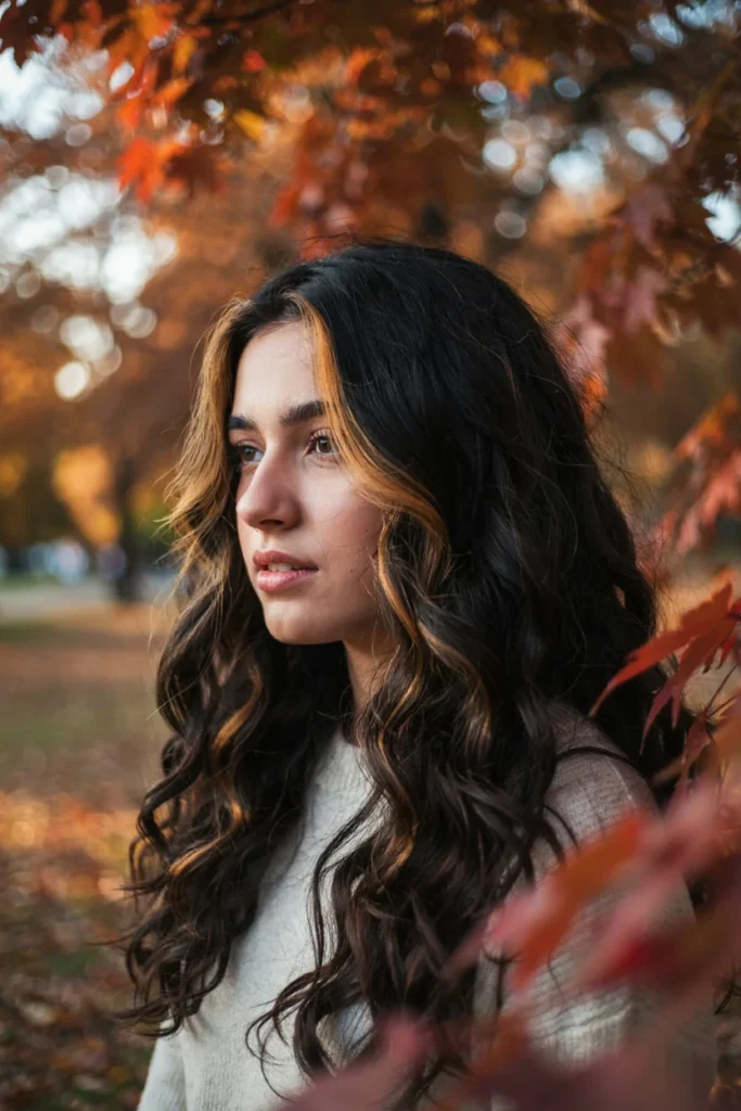  Golden Honey Highlights on Black Hair