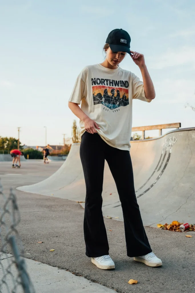 Graphic Tee and Flared Leggings