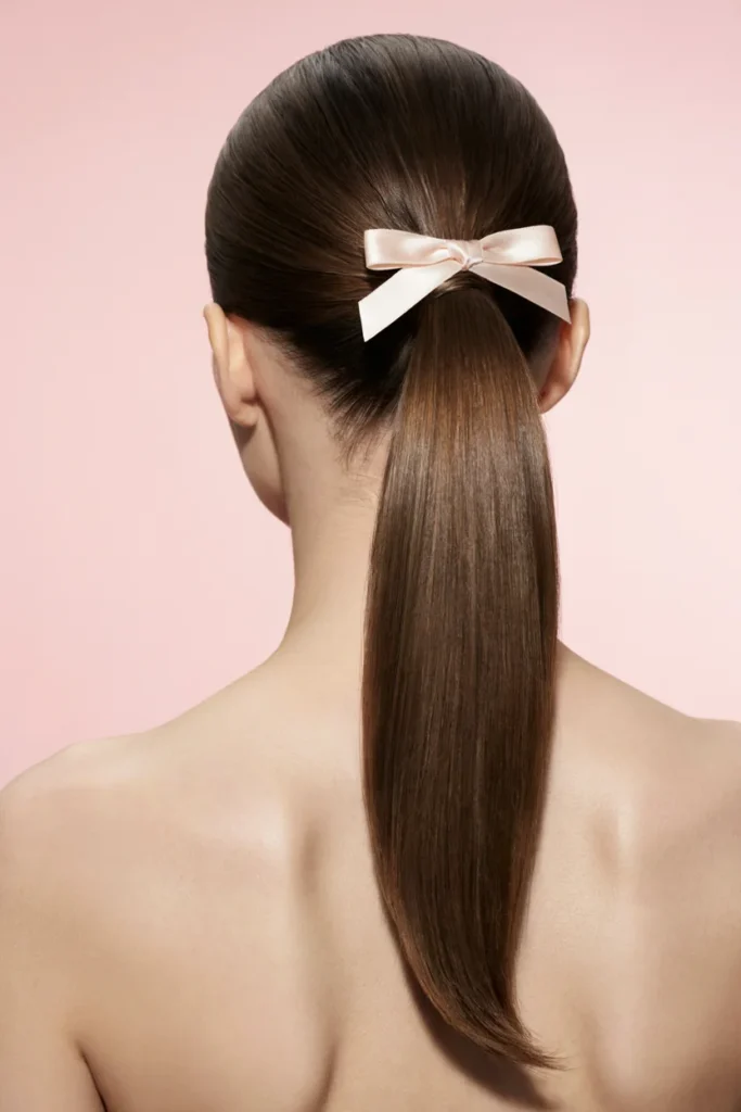 High Sleek Ponytail with Bow