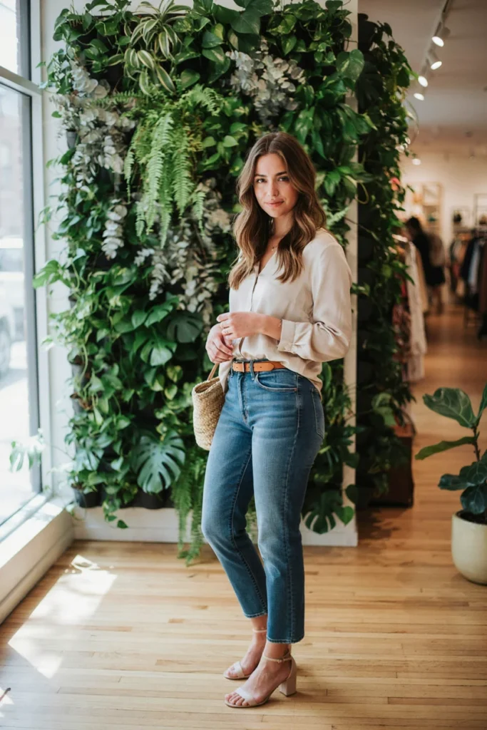 Jeans Outfit Inspiration High-Waisted Jeans with Tucked Blouse